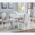 LUMISOL Dining Table Set for 4, 5-Piece Solid Wood Kitchen Table Set with 4 Upholstered Chairs for Kitchen, Dining Room, Home Bar, White