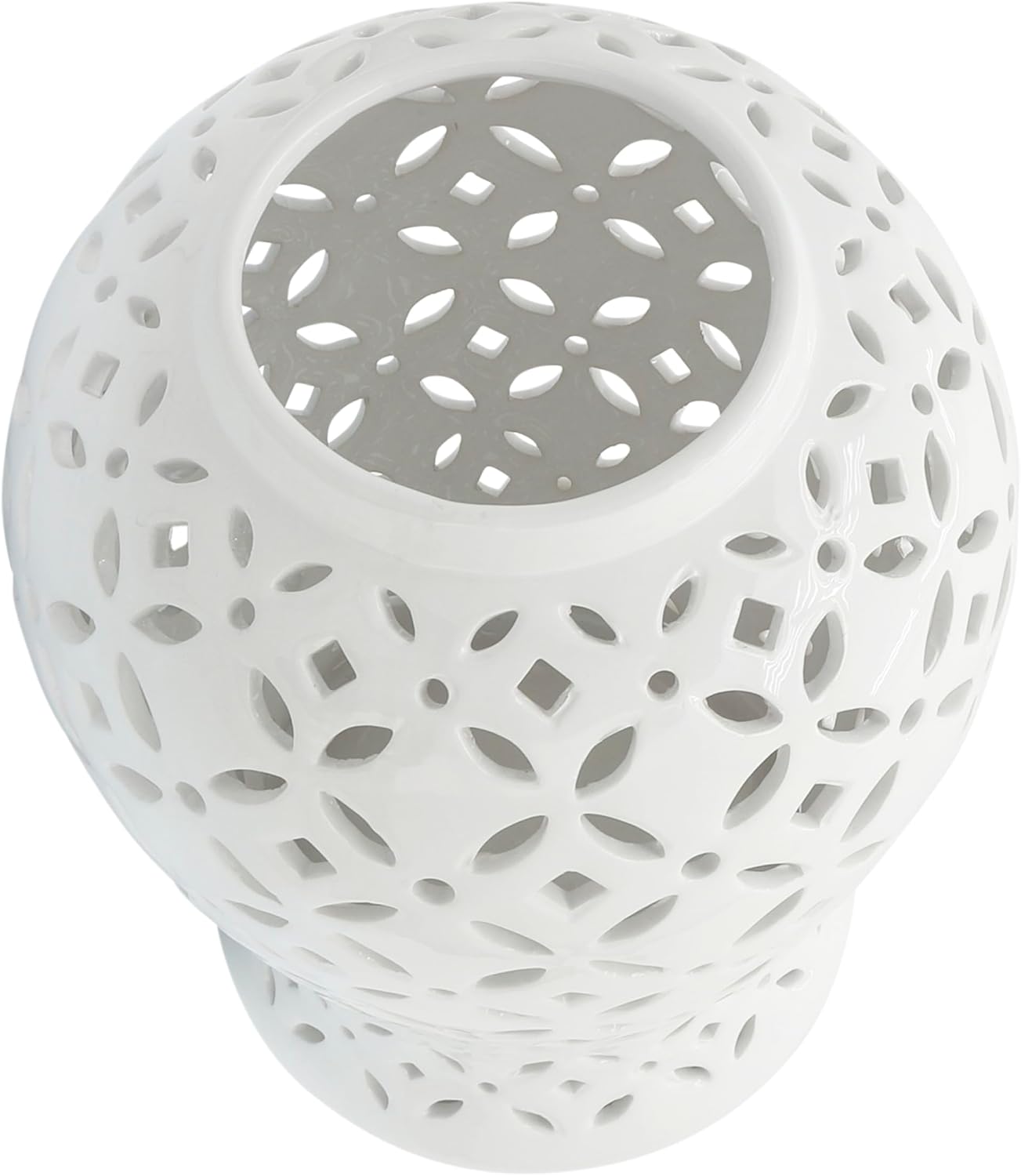 Elegant Pattern Ceramic Vase for Living Room and Home Decor - Chinoiserie House Accent for Dining Room Table Decor - Decorative Flower Vase for Room, Bedroom, or Office Display - 24', White