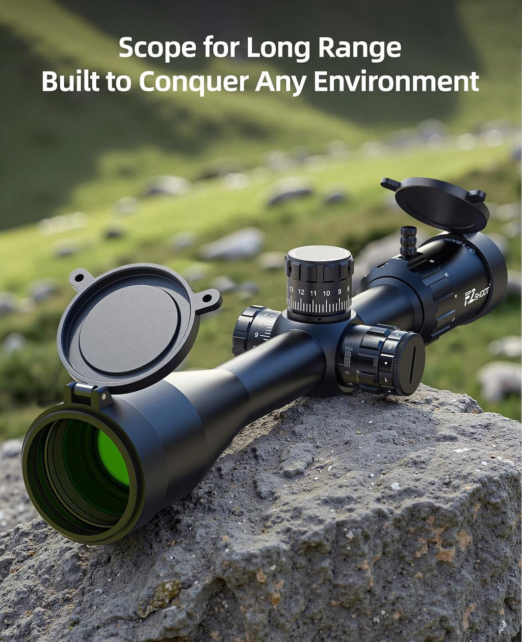 EZshoot FFP Rifle Scope with Zero Stop, MOA Illuminated Reticle, Parallax Adjustment, 30mm Tube Long Range Scope for Hunting, First Focal Plane Riflescope