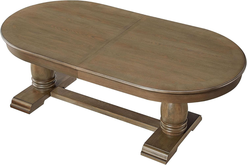 94.06'' Extendable Dining Table Rustic Wood Oval Dining Kitchen Dinner Table for 4-8, Modern Mid-Century for Living Room, White Oak