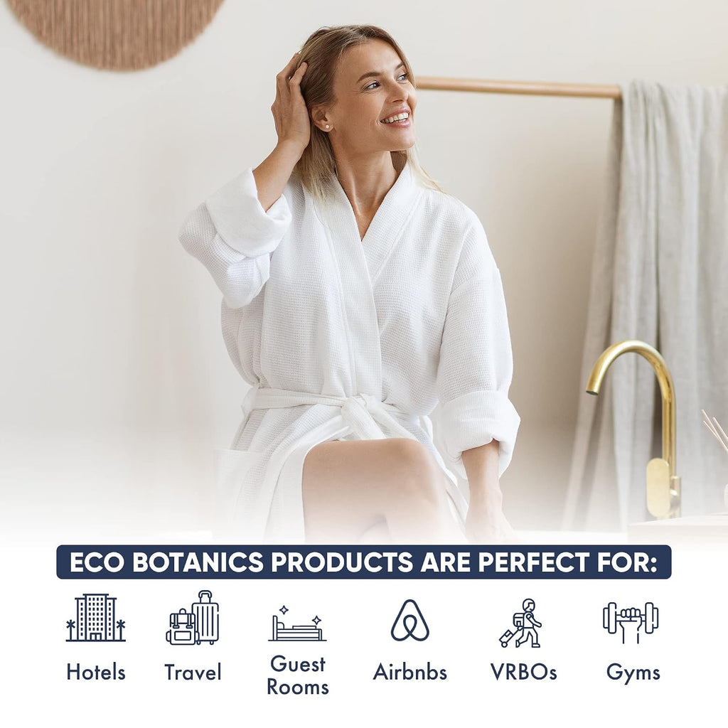 Terra Pure | Eco Botanics Gallon & Dispenser Set | 1-Shoppe Hotel Amenities Kit | Shampoo, Conditioner, Body Wash Gallon | Refillable 10.14oz Matching Pump Bottles