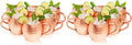 Kitchen Science Moscow Mule Copper Mugs Set of 12, 16 oz Pure Copper Cups, Hammered Finish with Food-Grade Lacquer, Smooth Rounded Lip, Ergonomic Rivet-Free Handle, Solid Grip for Cocktails