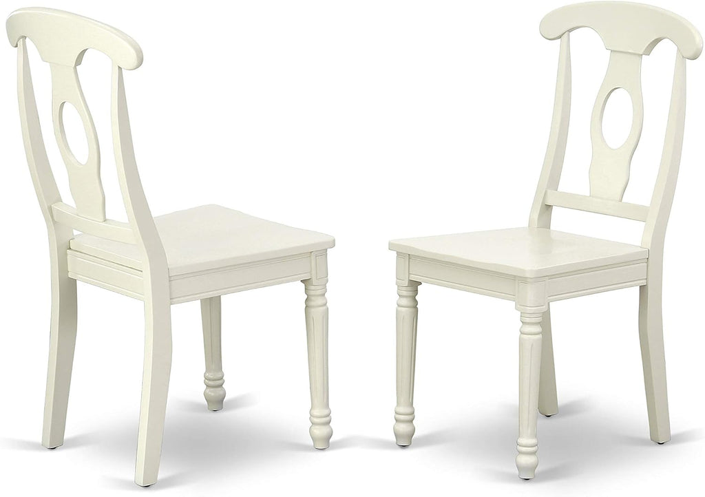 East West Furniture HLKE5-LWH-W 5 Piece Dining Room Table Set Includes a Round Kitchen Table with Pedestal and 4 Dining Chairs, 42x42 Inch, Linen White
