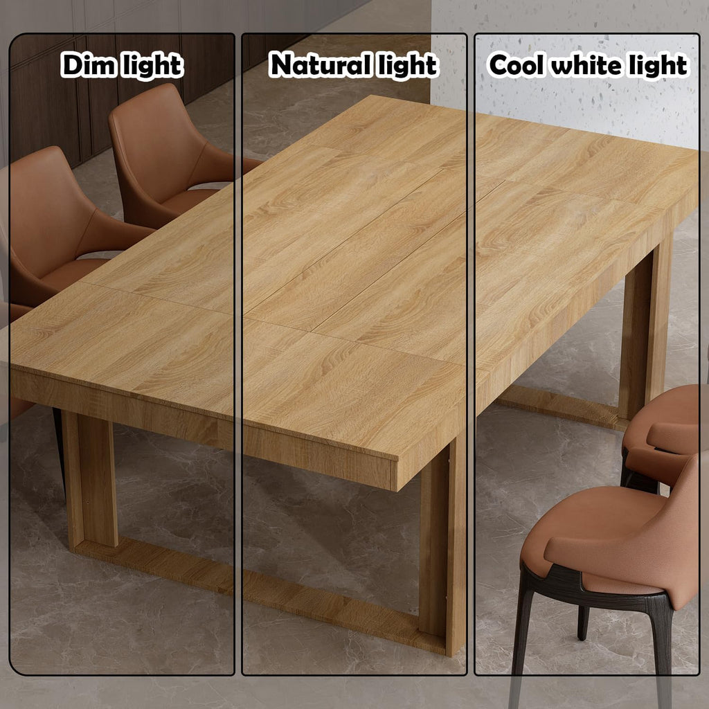 WOODTIME 86.6' W Dining Table for 8-10 People, Versatile Modern Wooden Dinner Table Kitchen Table for Dining Room Conference Room, Brown