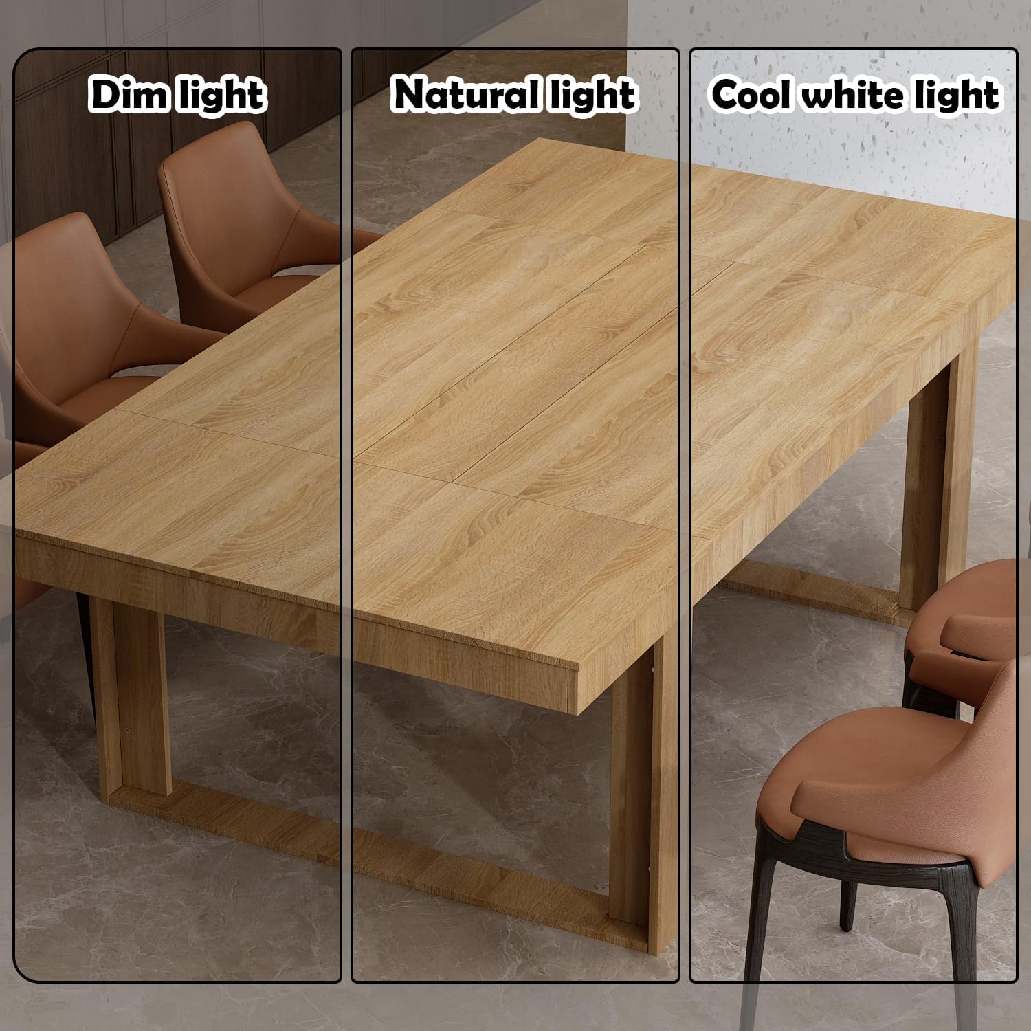 WOODTIME 86.6' W Dining Table for 8-10 People, Versatile Modern Wooden Dinner Table Kitchen Table for Dining Room Conference Room, Brown