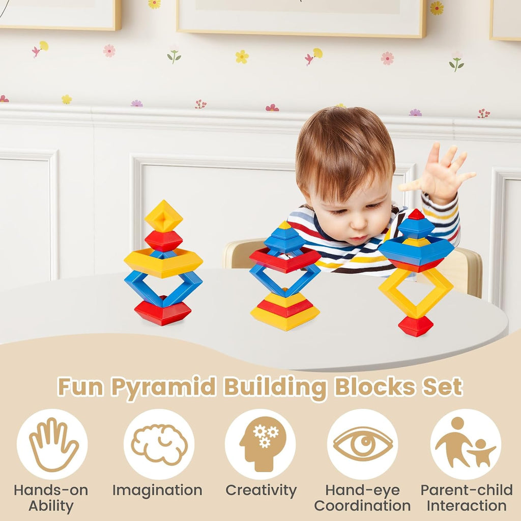HONEY JOY Kids Table and Chair Set, Bentwood Toddler Round Table and 4 Chairs for Craft Art, Building Block, 5-Piece Children Furniture Set for Daycare, Kindergarten, Playroom (Colorful)