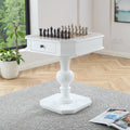 Chess Table, Reversible Chess Checker Game Table with 2 Drawers for Family Entertainment Room, 3-in-1 Square Game Tray for Chess Checker Backgammon, White