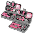 13/24Pcs Household Repair Tool Kit Multi-Purpose Pink Hand Tool Set with Storage Case Durable Hammer and Allen Key Set(13pcs)