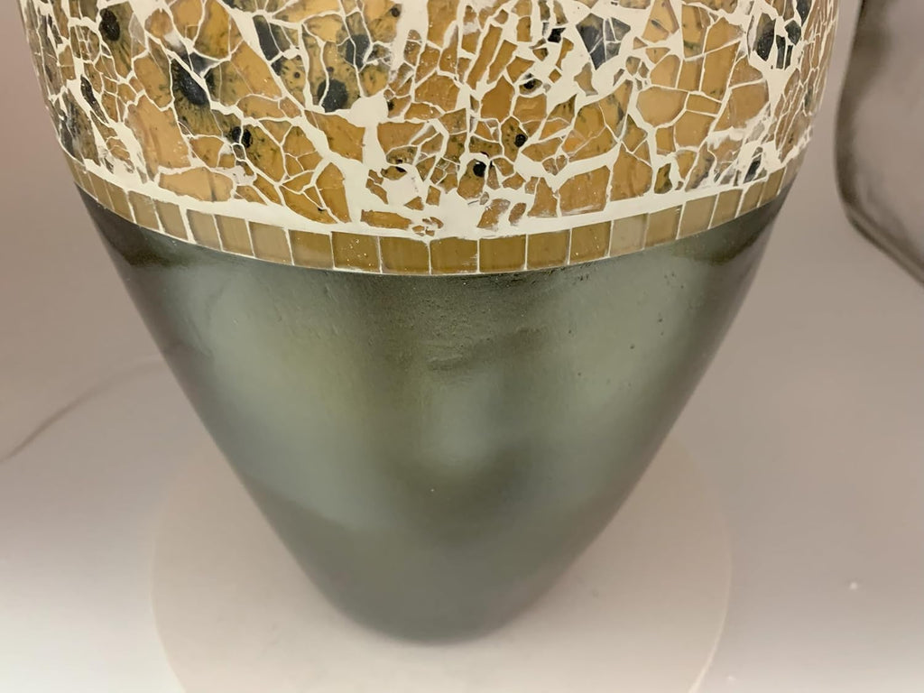 Floor Vase, 18 Inch Mosaic Vase – Tall Cylinder Made of Brass with Dandelion and White Glass Mosaic Pieces – Handcrafted Decorative Home Décor Accent Piece for Bedroom, Living Room, Office