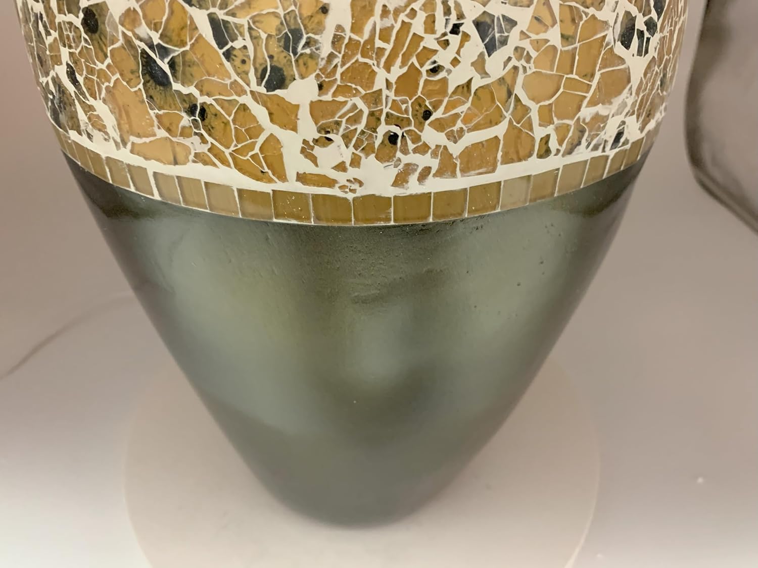 Floor Vase, 18 Inch Mosaic Vase – Tall Cylinder Made of Brass with Dandelion and White Glass Mosaic Pieces – Handcrafted Decorative Home Décor Accent Piece for Bedroom, Living Room, Office