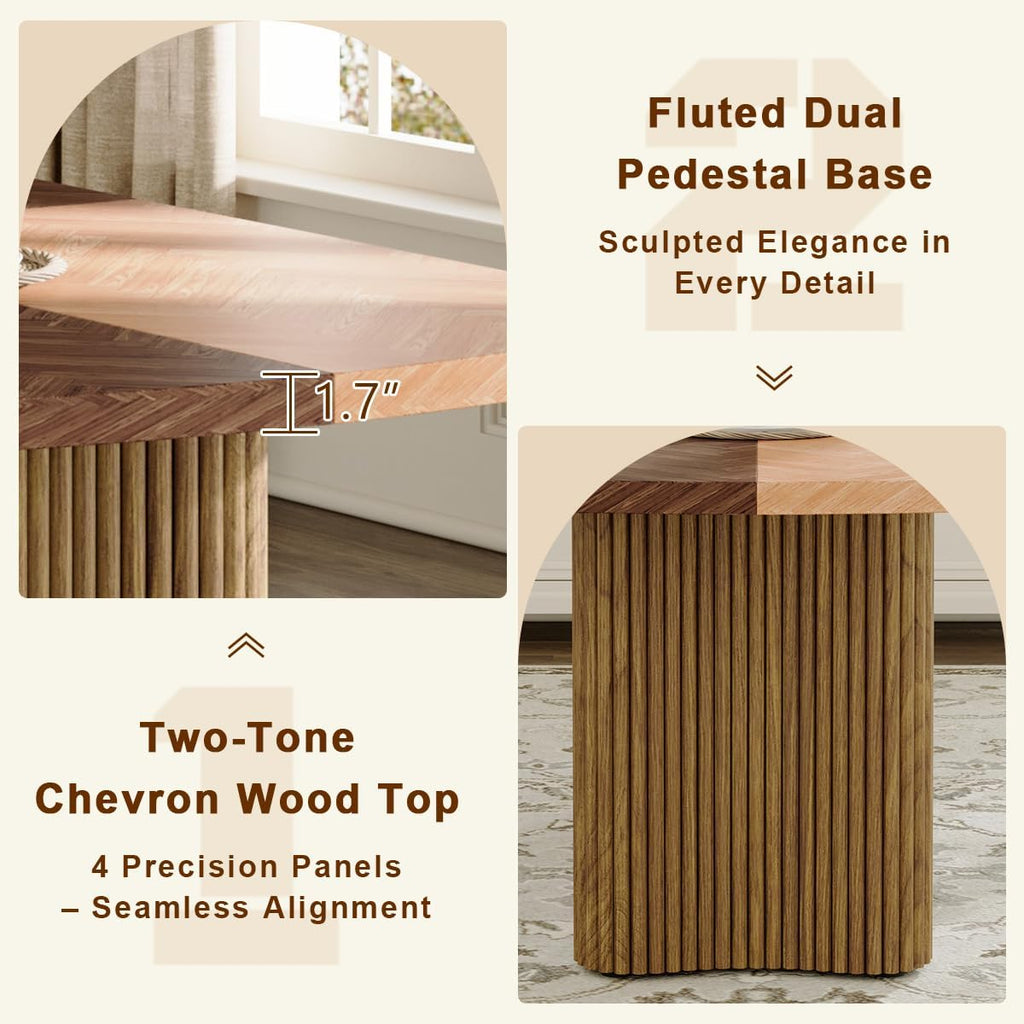 79' Dining Room Table Set for 6,Large Dining Table Set for 6 with Velvet Chairs,Rectangular Modern Mid-Century Wood Dining Room Table Set for 6,Ideal for Dining & Gatherings