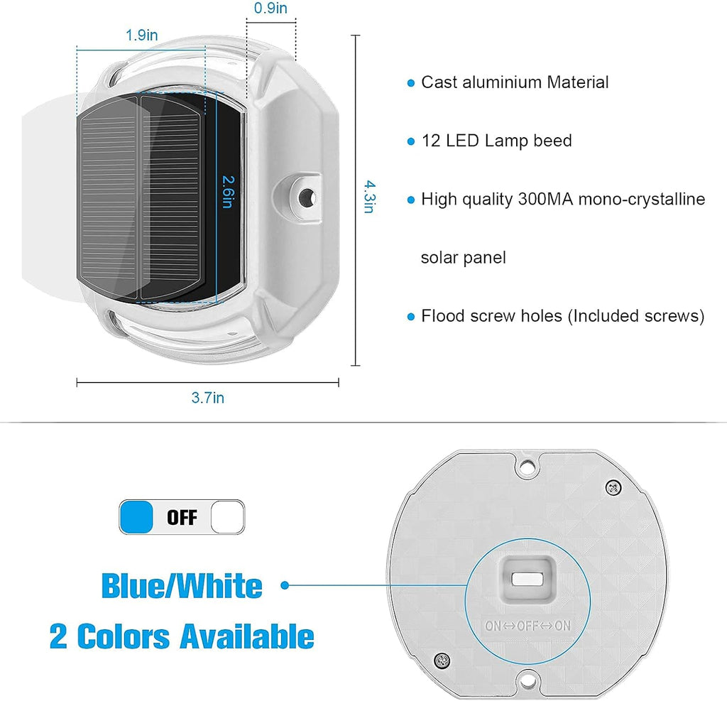 VOLISUN 16 Pack 2 Colors in 1 Solar Driveway Dock Deck Lights