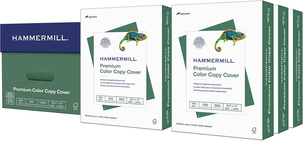 Hammermill Cardstock, Premium Color Copy, 100 lb, 8.5 x 11-6 Pack (1,500 Sheets) - 100 Bright, Made in the USA Card Stock, 120024C, White