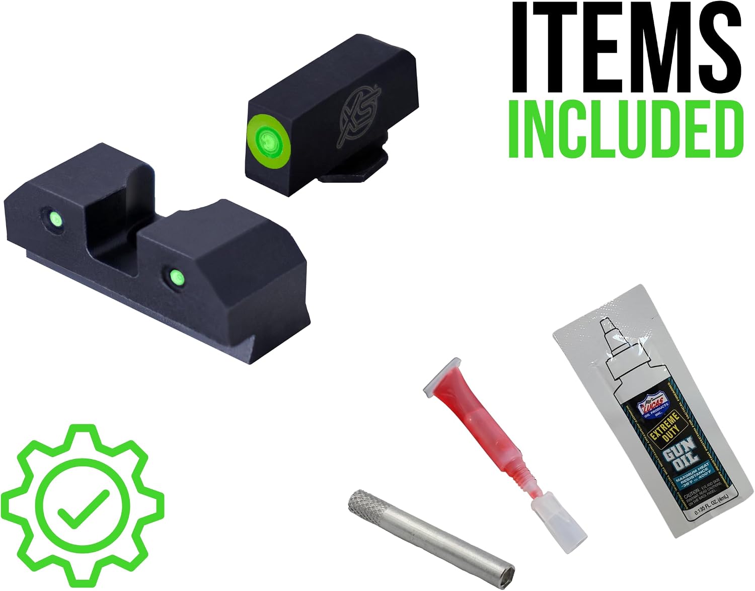 XS SIGHTS R3D Tritium Night Sight Green in Suppressor Height for Glock 42, 43, 43x, & 48 Gen 1-5, Front and Rear Glow in The Dark Tritium for Tactical Applications