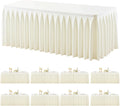 8 Pack Ivory Rectangle Tablecloth 6 FT Stretch Spandex Fitted Table Cloth for 6 Foot Rectangle Tables Banquet Tablecloths Wrinkle Free Table Cover Skirt Ruffle Tablecloth for Party Wedding Birthday