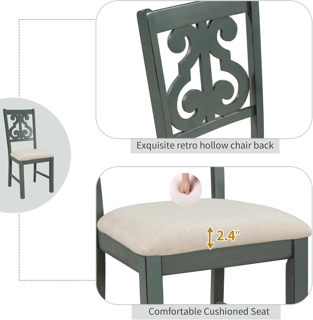 Harper & Bright Designs 5-Piece Round Table Set with Shelf, Wooden Family Dining Table