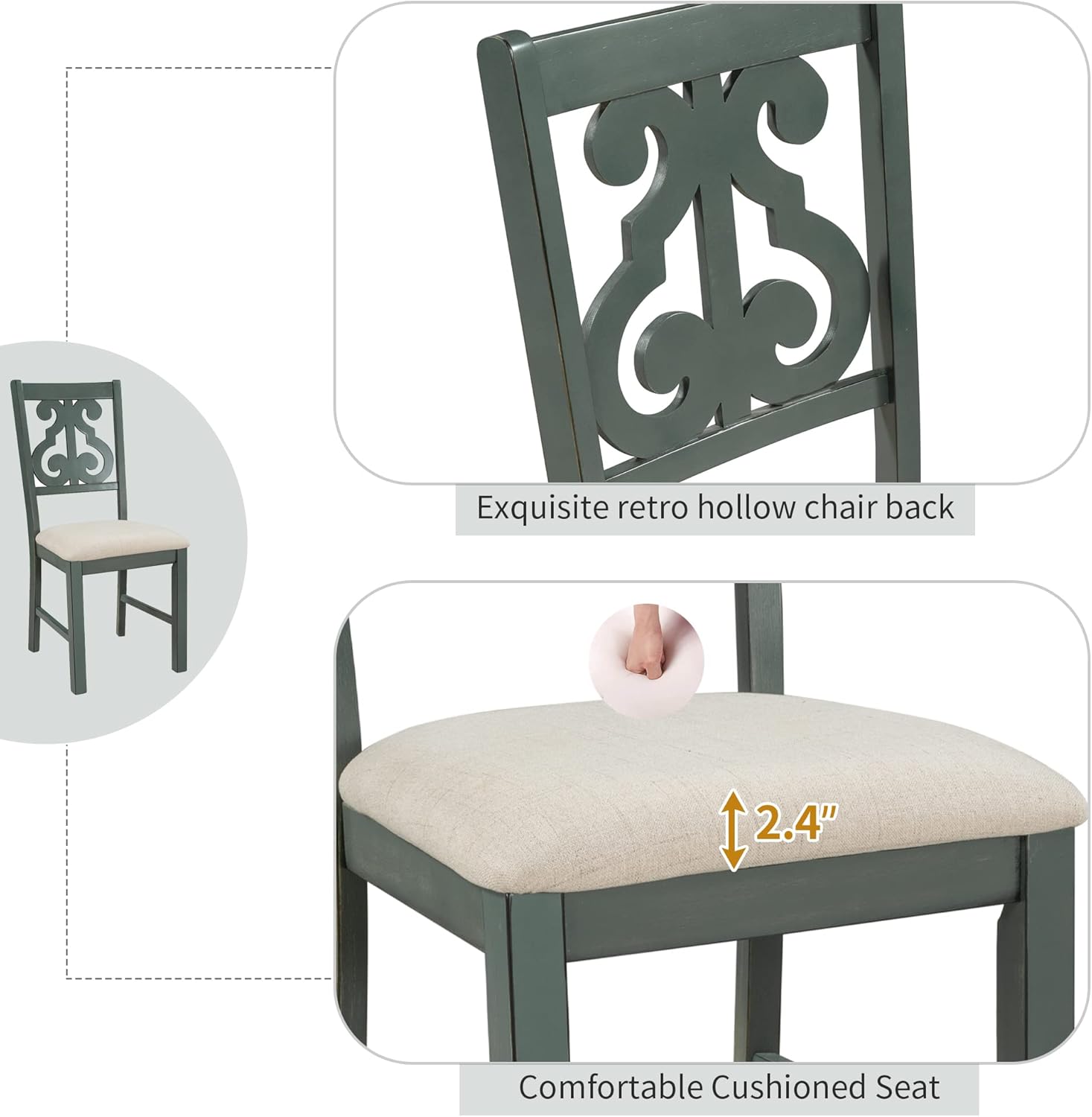 Harper & Bright Designs 5-Piece Round Table Set with Shelf, Wooden Family Dining Table