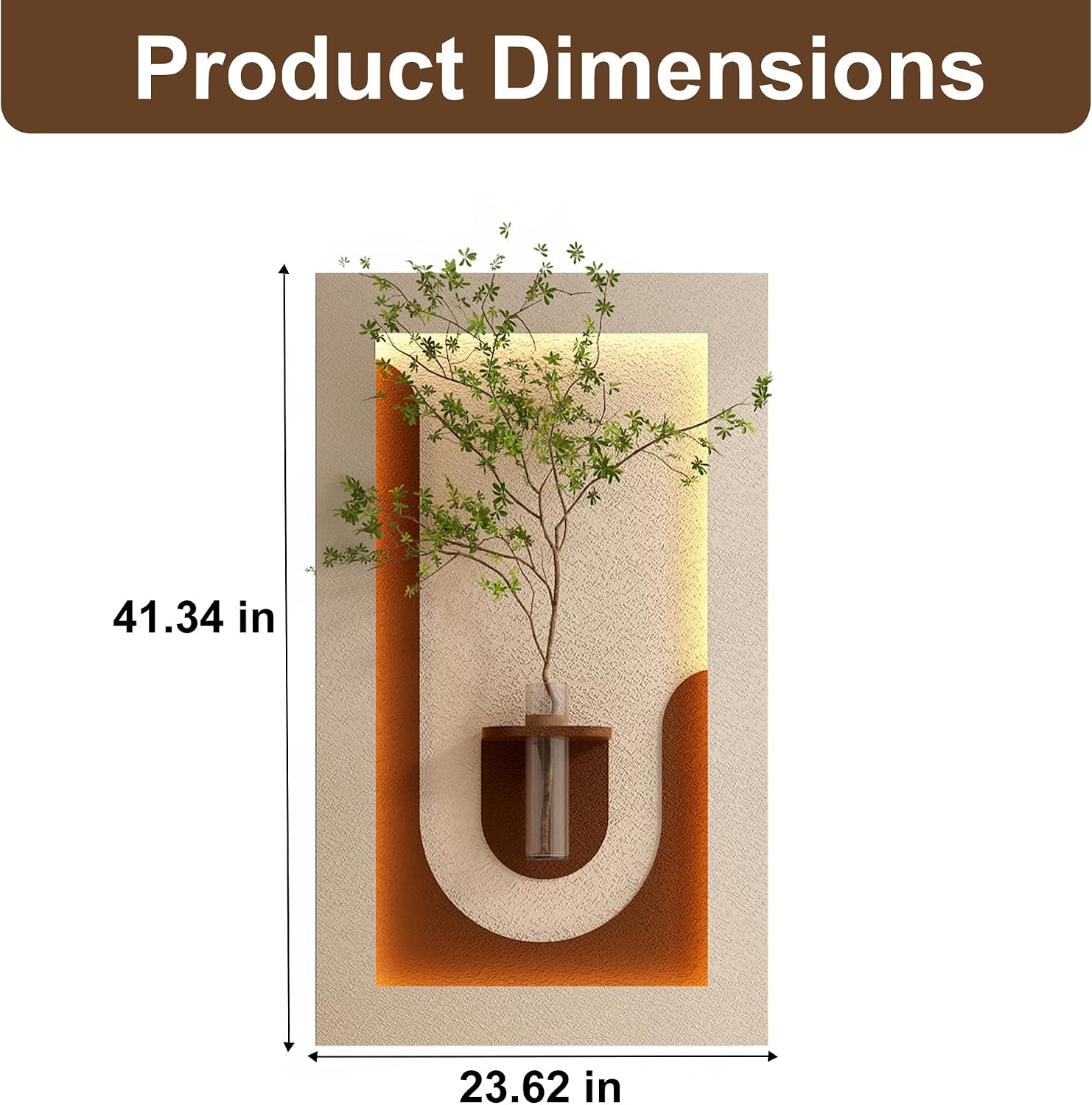 Montary 3D Sandstone Art Painting, Adjustable 3-Color LED Sandstone Wall Decor with Simulated Green Plants - 3D Art Sculpture, Glass Vase & Rabbit Statue, for Living Room, Bedroom, Hallway