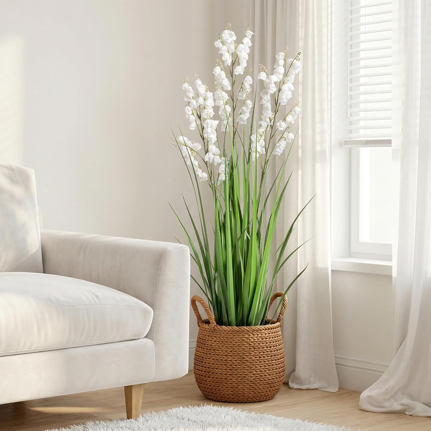 Fake Plants Home Decor Fake Flowers Artificial Plants Outdoor Tall Grass Plant Artificial Pampas Grass Decor Artificial Plants Indoor Fake Grass Living Room Decor Artificial Grass 36'2PCS White