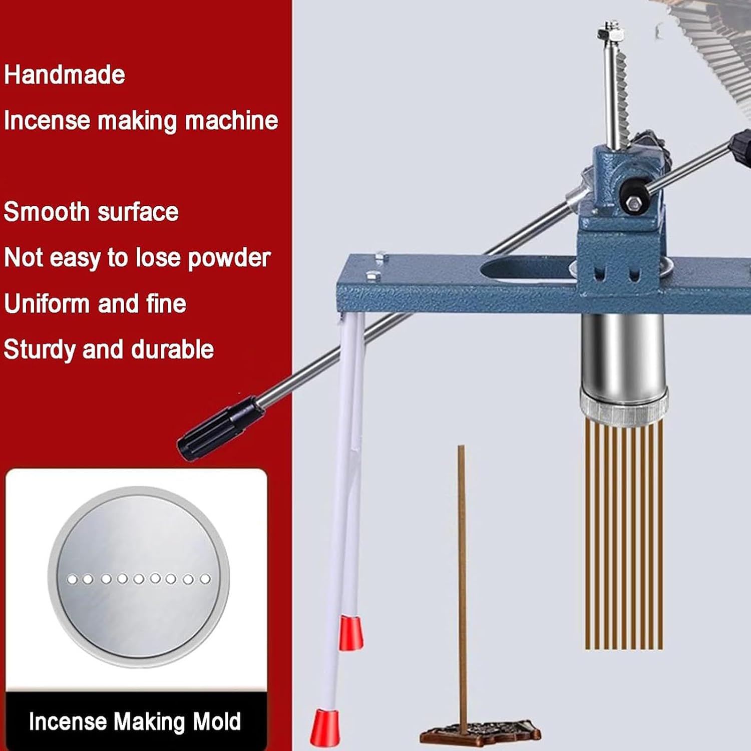 Manual Stick Incense Making Machine, Buddha Incense/Clay Extruder, with 3 Different Sized Mould Plates(2/2.5/3mm), for DIY Fragrance Accessory