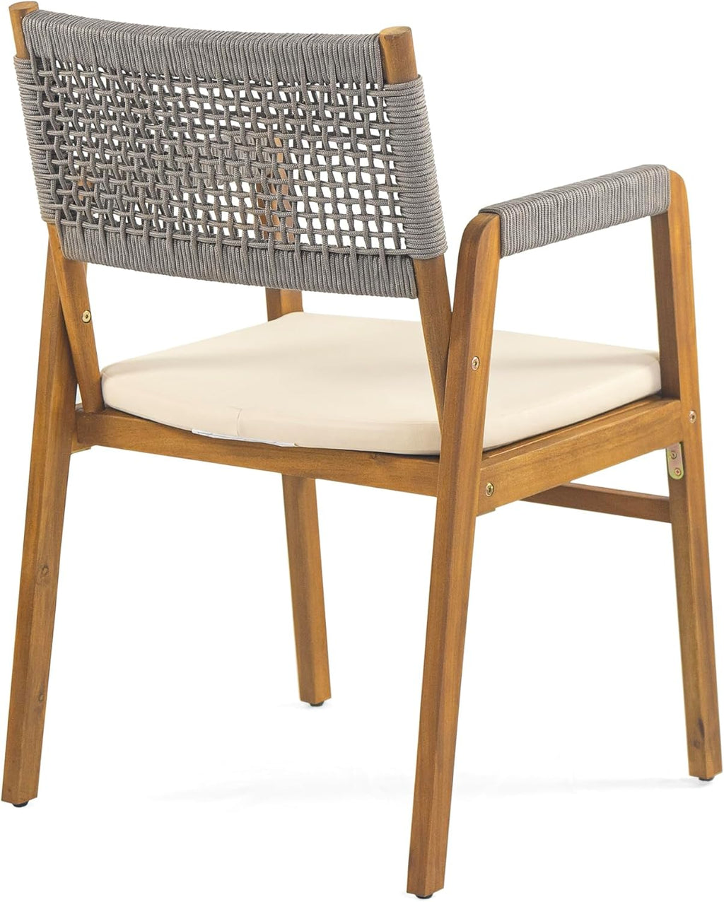 Christopher Knight Home Zed 3 Pieces Outdoor Dining Set, Acacia Wood Dining Chairs and Table, Slats Panel Design Round Table, Wooden Frame, 2 Seater Bistro Set for Balcony Backyard Garden, Teak+Grey