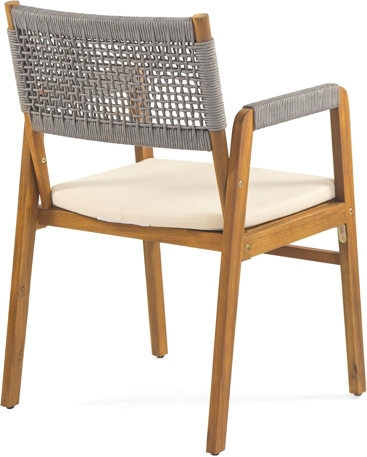 Christopher Knight Home Zed 3 Pieces Outdoor Dining Set, Acacia Wood Dining Chairs and Table, Slats Panel Design Round Table, Wooden Frame, 2 Seater Bistro Set for Balcony Backyard Garden, Teak+Grey