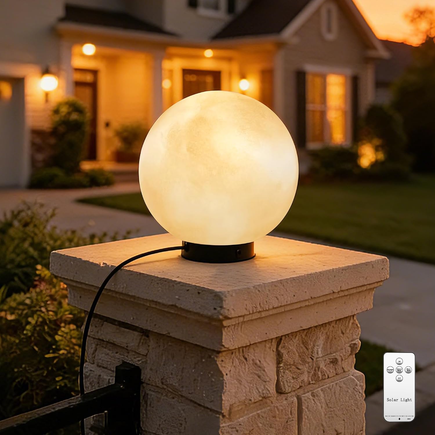 Solar Post Lights, IP54 Modern Pillar Light, Waterproof Column Lamp Outdoor, Dusk to Dawn Solar Post Cap Light with 3200K LED,Fence Deck Cap Lights for Garden Deck Patio Outside Lighting(Moon)