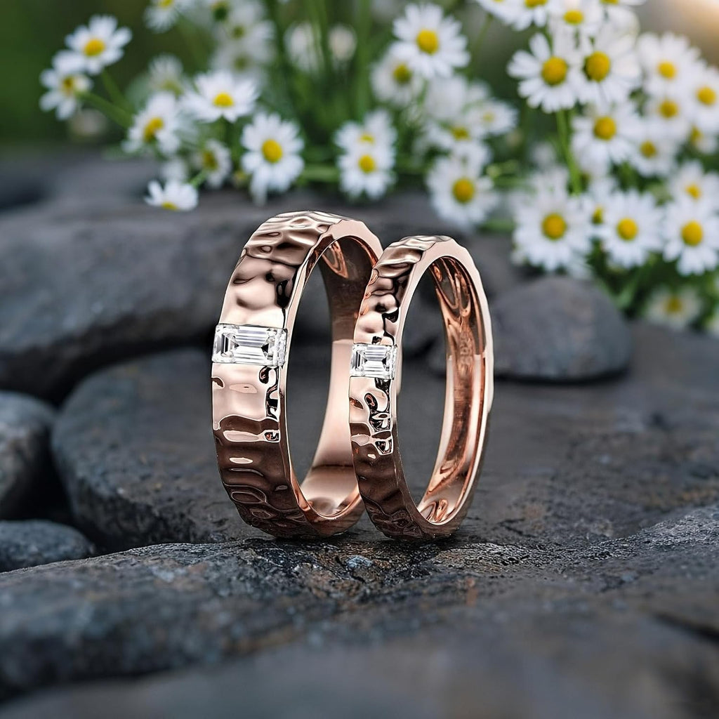 SISGEM Moissanite Couple Rings Set, 10K 14K 18K Solid Gold Moissanite Wedding Rings for Him And Her, Vintage Leaf/Branch Wedding Bands Matching Couple Rings Anniversary Jewelry Gift for Women And Men