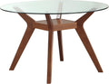 Coaster Home Furnishings - Paxton - Wood & Glass - 48-Inch Round Dining Table with Clear Tempered Glass Top, Angular Legs, Square Shelf - Dining Room & Home Kitchen - Nutmeg - 122180BG