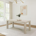 Plank+Beam 72 Inch Modern Solid Wood Dining Table - Solid Pine, Wirebrush Finish, Seats 6, Non-Toxic Finish, Easy Assembly, for Kitchen or Office, Seashell Wirebrush