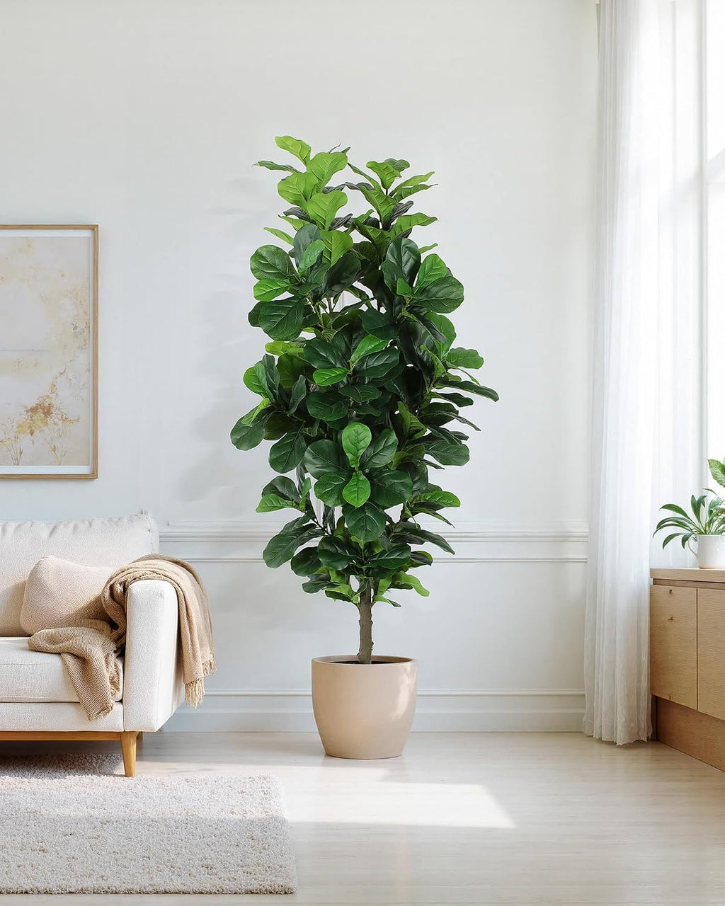 FLOWORLD Fiddle Leaf Fig Tree 7ft Tall Artificial Tree in Plastic Pot Fake Ficus Lyrata Plants with 184 Decorative Fiddle Leaves Faux Fig Trees for Home Office Living Room Decor Indoor Outdoor