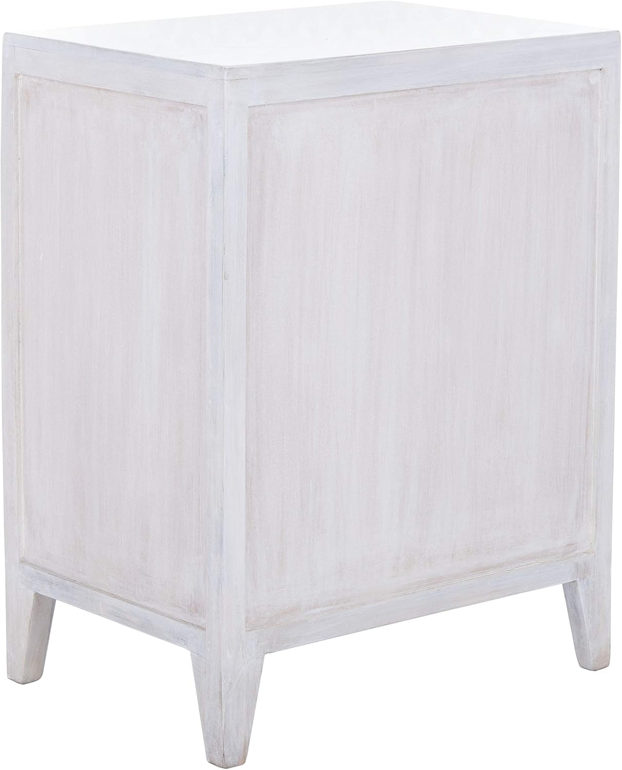 SAFAVIEH Furniture - Thea 1-Door Carved Nightstand - White Washed - Mango Wood - Artisan Global Design - Ideal for Bedroom, 20'W x 14'D x 26'H - Fully Assembled (NST5300C)