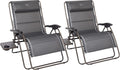 Timber Ridge Oversized Zero Gravity Chair, 33In Wide XXL Zero Gravity Reclining Chair with Side Table, Full Padded Lounge Chair for Outdoor Camping Patio Lawn, Heavy Duty Supports 500lbs, Grey-2 Pack