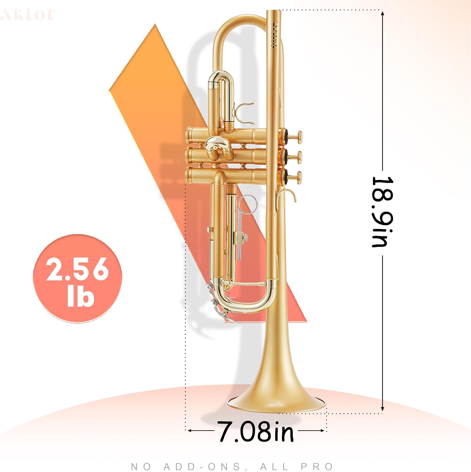 AKLOT Weighted Leadpipe Bb Trumpet: Satin Gold, Mouthpiece Booster, 7C Mouthpiece*2, Beginner & Intermediate Standard Trumpet Instrument, Trompeta Musicales with Hard Case, Lesson Book, Cleaning Kit