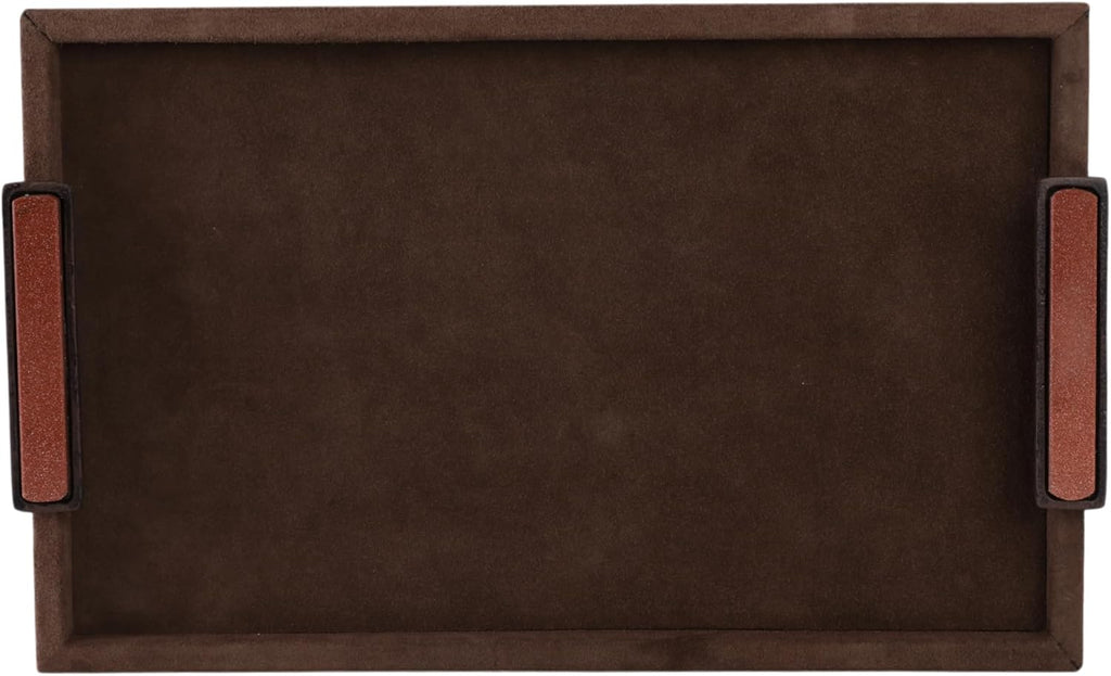 Suede Decorative Tray for Home Décor Accents – Serves as Bed, Jewelry, Trinket Tray Dish, or Bathroom Vanity Tray – House Decor Coffee Table Tray and Centerpiece Table Decorations – 2', Brown