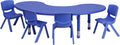 Flash Furniture 35''W x 65''L Half-Moon Blue Plastic Height Adjustable Activity Table Set with 4 Chairs