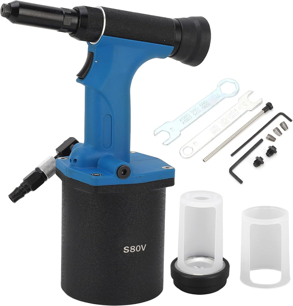Air Rivet Nut Gun, Alloy Steel Body Pneumatic Rivet Gun 1/4 Inch Intake Metal Sheet Pipe for 5/32 Inch 3/16 Inch 1/4