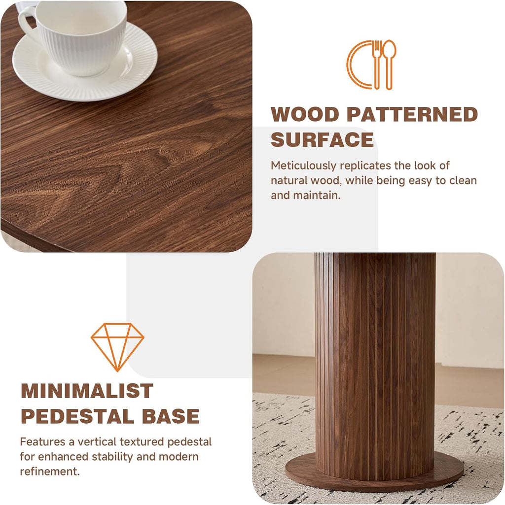 35.5' Round Dining Table for 2, Modern Small Pedestal Kitchen Table, Space Saving, for Apartment Dining Living Room