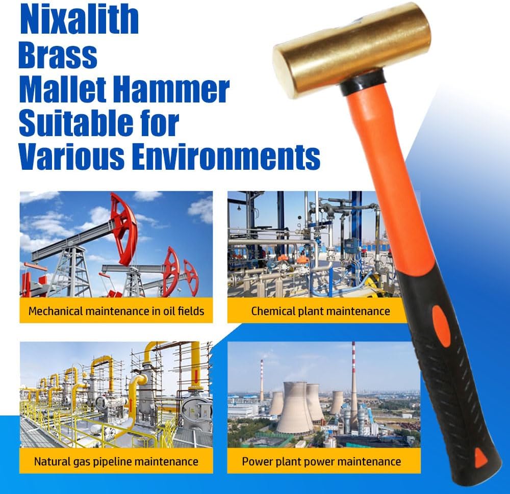 Nixalith Ball Pein Hammer, 13 Inches(Length 340mm), 128-Millimeter Brass Head and Fiberglass Handle,48-Ounce Jewelry-Making Tool Brass Mallet Hammer 1360g