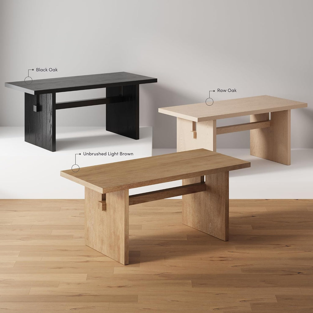Nathan James Briggs Modern Dining Table for 6, Small Rectangle Dining Table, Solid Wood in Light Brown Finish