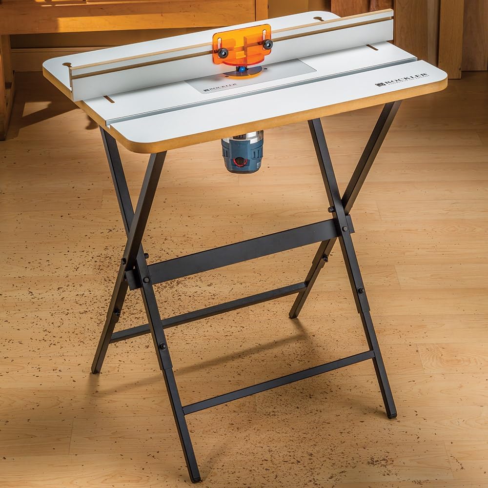 Complete Router Table Package - Lightweight & Sturdy Router Table Kit w/Powder-coated Black Steel Stand, Phenolic Plate, & More - Wooden Carpentry Tools & Accessories to Route w/Precision & Ease