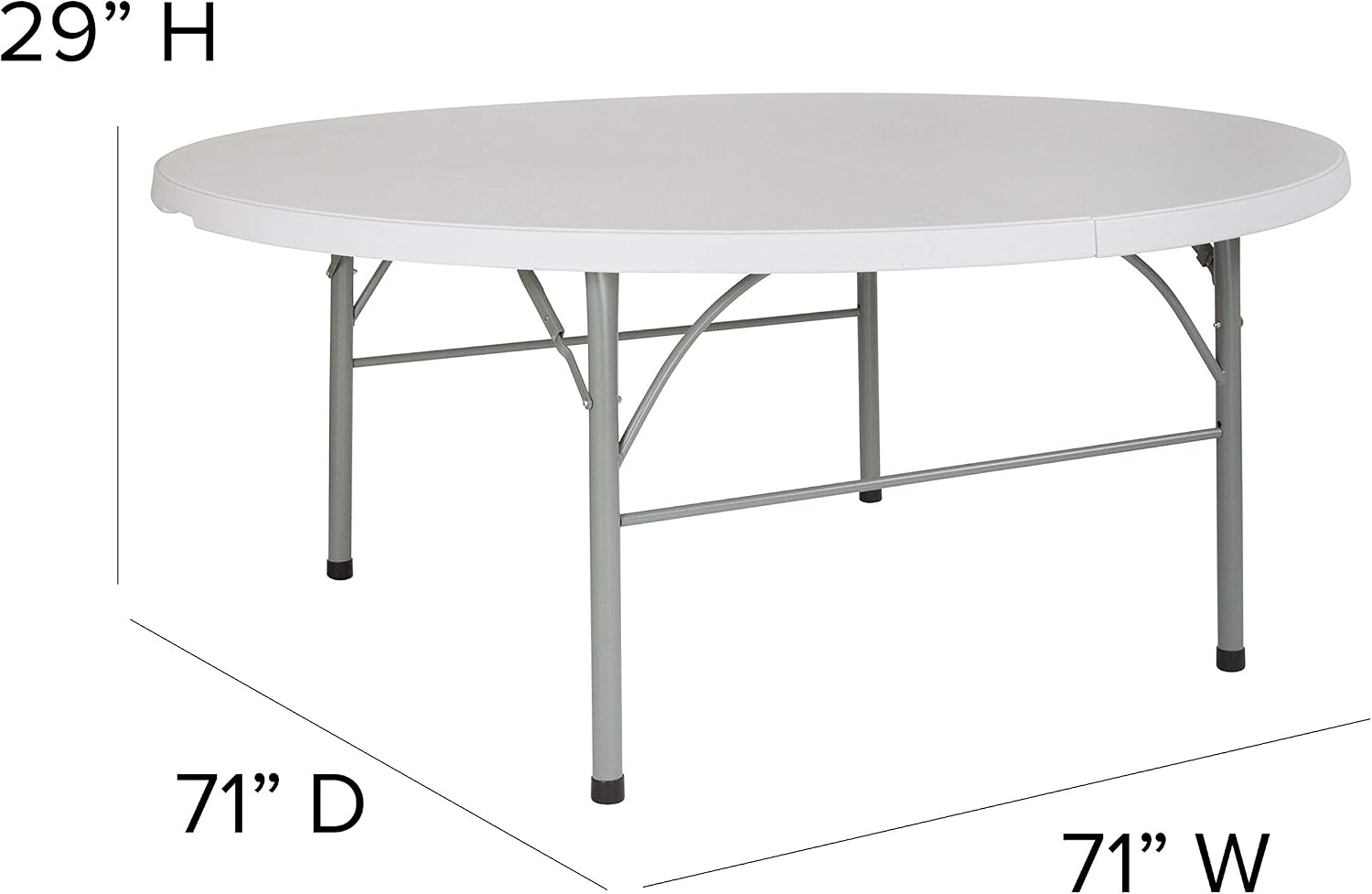 Flash Furniture Stonewall 6' Round Plastic Folding Event Table with Carrying Handle, Bi-Fold Banquet Table for Indoor/Outdoor Events, White