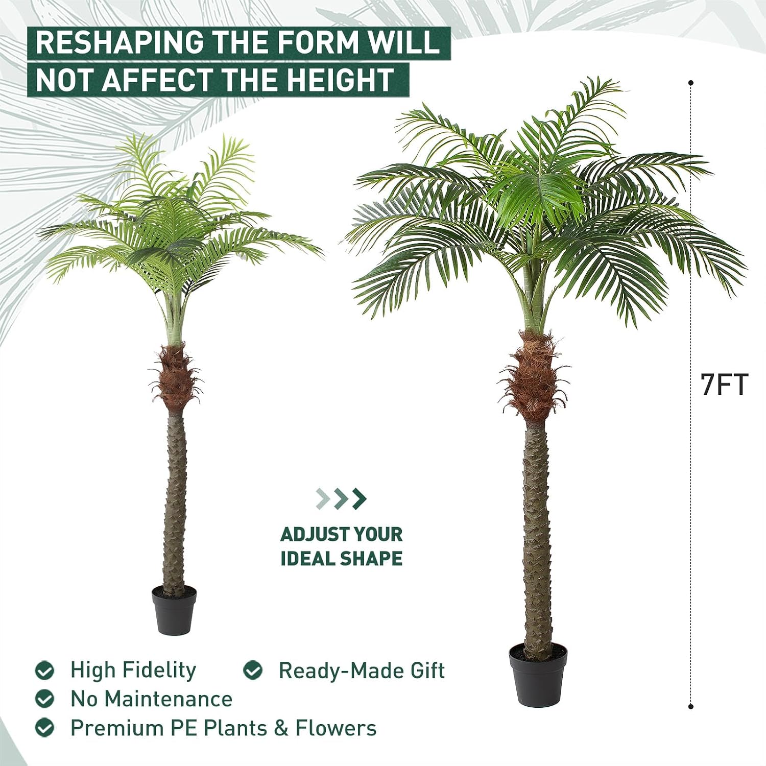 YEPDIN 2 PCS Fake Palm Tree 7 FT,Tall Artificial Palm Trees for Outdoor Indoor Decor,Faux Phoenix Palm Plants for Outside Patio Pool Coastal Home Office Living Room
