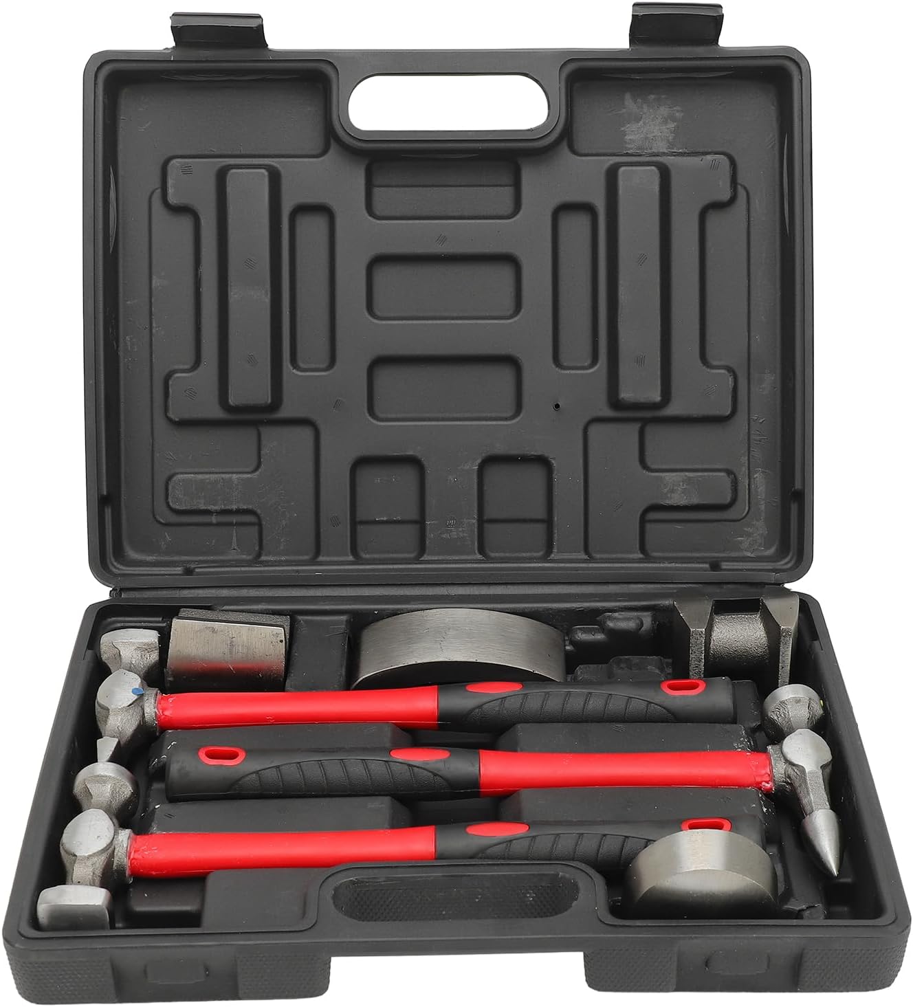 Alomejor Car Body Repair Hammer Dolly Tool Set, HeavyDuty Iron Hammer with Fiber Handle for Auto Body Dent Repair and Metal Calibration