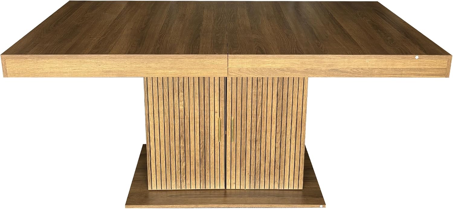 62.99' to 78.74' Expandable Rectangular Dining Table with Storage Modern Minimalist Kitchen Table for 6-10 People,Brown