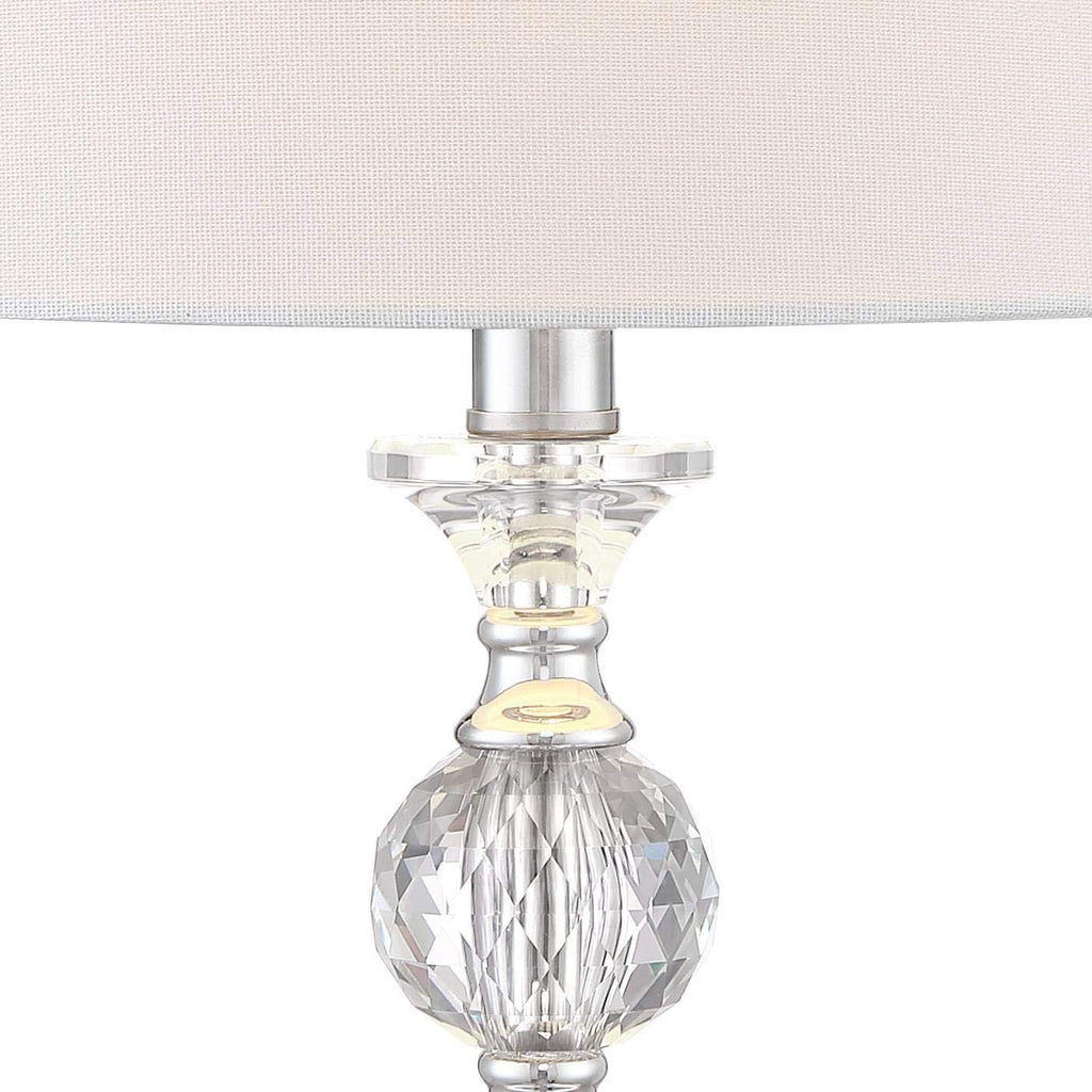 360 Lighting Solange Luxury 3-Way Table Lamps 25' High Set of 2 with Table Top Dimmers Stacked Crystal Ball Silver White Tapered Drum Shades for Living Room Bedroom House Nightstand Home