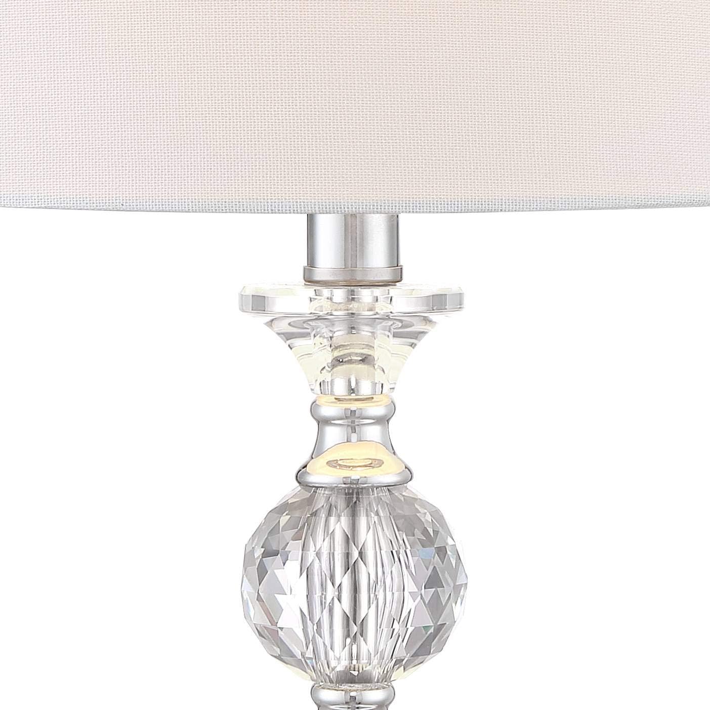 360 Lighting Solange Luxury 3-Way Table Lamps 25' High Set of 2 with Table Top Dimmers Stacked Crystal Ball Silver White Tapered Drum Shades for Living Room Bedroom House Nightstand Home