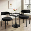 Dining Table and Chair Set 31.5' Black Round Table&2 Boucle Upholstered Chairs for Kitchen Dining Room Small Space 3 Piece Dining Table and Chair Set (Black)