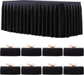 8 Pack Black Rectangle Tablecloth 8 FT Stretch Spandex Fitted Table Cloth for 8 Foot Rectangle Tables Banquet Tablecloths Wrinkle Free Table Cover Skirt Ruffle Tablecloth for Party Wedding Birthday