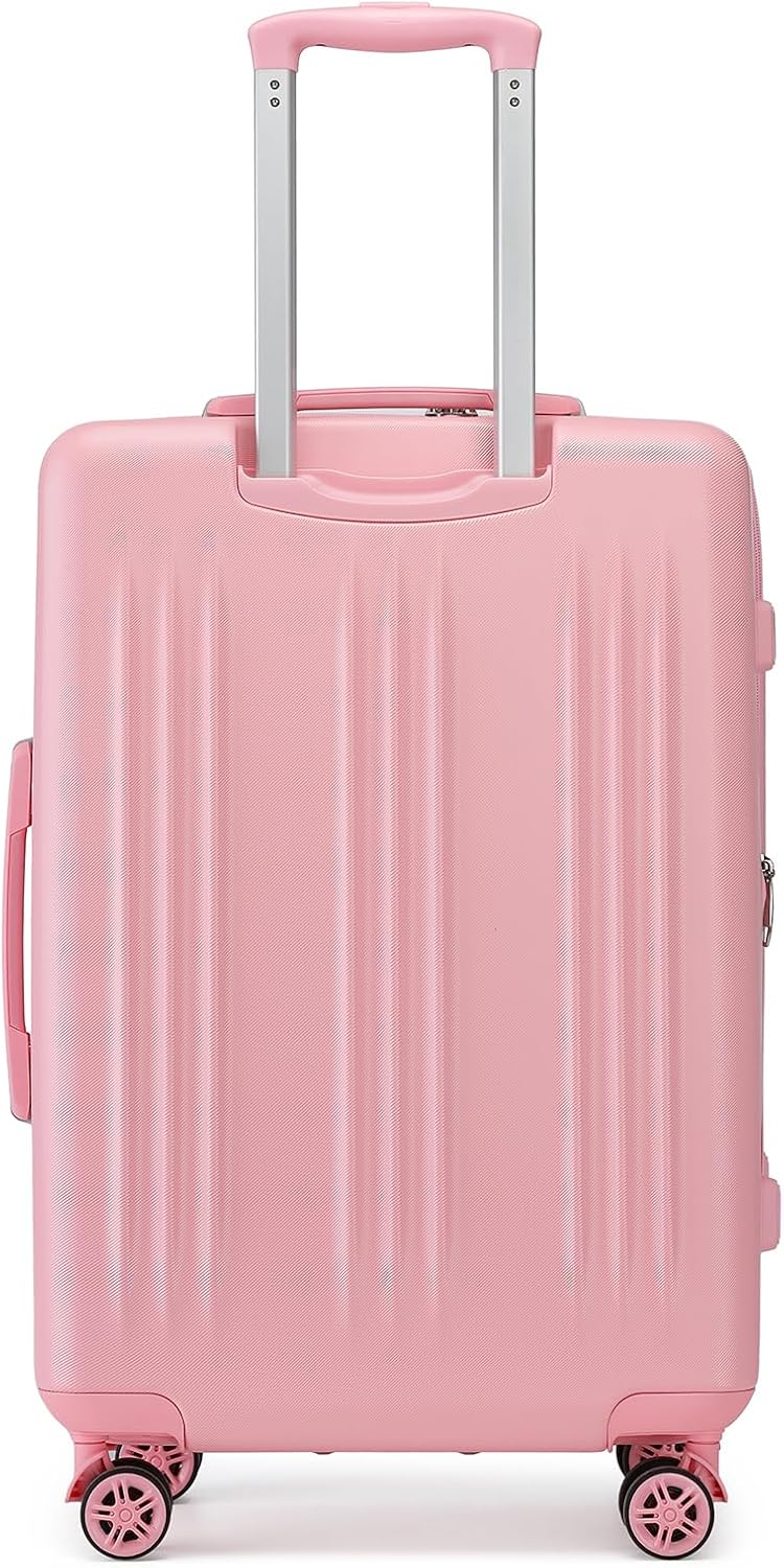 Kono Lightweight 28 Inch Expandable Luggage with Quiet Spinner Wheels TSA Lock, Scratch and Drop Resistant PC+ABS Hardside Durable Large Checked Suitcase, Pink